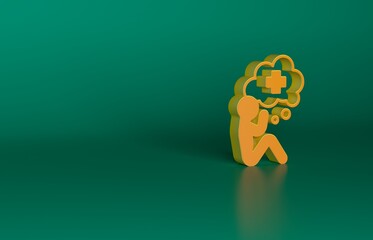 Orange Helping hand icon isolated on green background. Minimalism concept. 3D render illustration