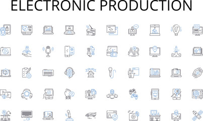 Electronic production line icons collection. Greenery, Playground, Picnic, Nature, Relaxation, Jogging, Sightseeing vector and linear illustration. Adventure,Barbecue,Trees outline signs set