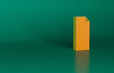 Orange Grip tape on a skateboard icon isolated on green background. Minimalism concept. 3D render illustration