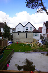 house construction. New and modern house construction. Rubbles and building under construction
