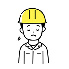 かわいい人物のイラストシリーズ _ 男性の作業員 _ 落ち込む　