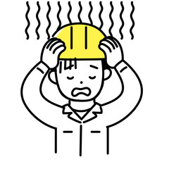 かわいい人物のイラストシリーズ _ 男性の作業員 _ 絶望　