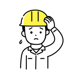 かわいい人物のイラストシリーズ _ 男性の作業員 _ 困る　