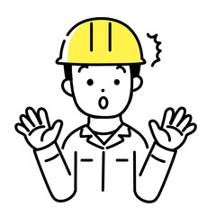 かわいい人物のイラストシリーズ _ 男性の作業員 _ 驚く　