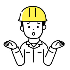 かわいい人物のイラストシリーズ _ 男性の作業員 _ 案内　