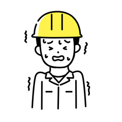 かわいい人物のイラストシリーズ _ 男性の作業員 _ 怖い　