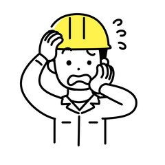 かわいい人物のイラストシリーズ _ 男性の作業員 _ 焦る　
