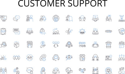 Customer support line icons collection. Dexterity, Sensitivity, Flexibility, Precision, Movement, Grasp, Touch vector and linear illustration. Grip,Palm,Tip outline signs set