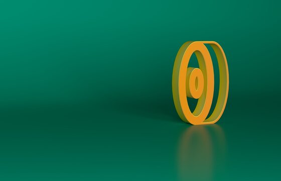 Orange Skateboard ball bearing icon isolated on green background. Minimalism concept. 3D render illustration