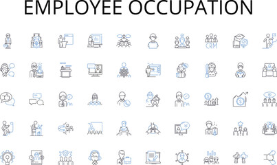 Employee occupation line icons collection. Expedition, Thrills, Exploration, Safari, Trekking, Adrenaline, Rafting vector and linear illustration. Climbing,Bungee,Hiking outline signs set