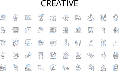 Creative line icons collection. Employment, Workforce, Union, Contract, Career, Profession, Job vector and linear illustration. Human resources,Productivity,Management outline signs set