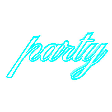 Party text in neon colour font isolated on transparent background 