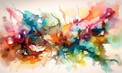  a painting of colorful paint splattered on a white background.  generative ai