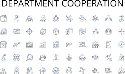 Department cooperation line icons collection. Assembly, Compnts, Circuitry, Innovations, Innovation, Efficiency, Production vector and linear illustration. Technology,Quality,Design outline signs set