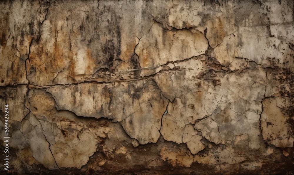 Poster a close up of a rock wall with cracks in it. generative ai
