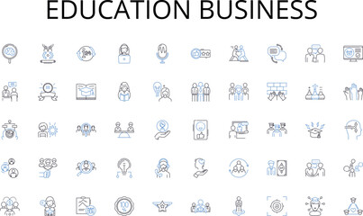 Fototapeta na wymiar Education business line icons collection. Eloquence, Persuasion, Debate, Argumentation, Oratory, Rhetoric, Dialectic vector and linear illustration. Discourse,Communication,Clarity outline signs set