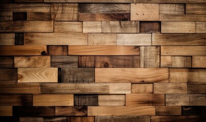  a wall made of wooden planks with a brown background.  generative ai