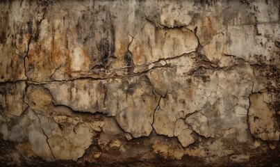  a close up of a rock wall with cracks in it.  generative ai