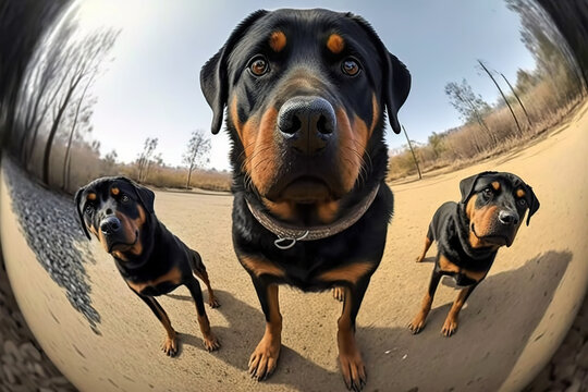 selfie of a group of dogs. Generative AI.