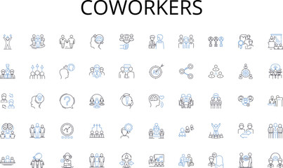 Coworkers line icons collection. Schedule, Plan, Routine, Agenda, Calendar, Appointment, Timetable vector and linear illustration. Itinerary,Program,Scheme outline signs set