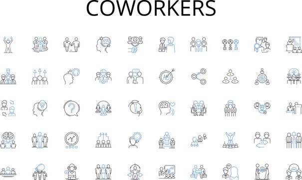Coworkers line icons collection. Schedule, Plan, Routine, Agenda, Calendar, Appointment, Timetable vector and linear illustration. Itinerary,Program,Scheme outline signs set