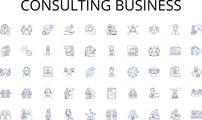 Consulting business line icons collection. gastronomy, cuisine, foodie, cookery, gourmet, restaurateur, chef vector and linear illustration. culinary arts,fusion,molecular outline signs set