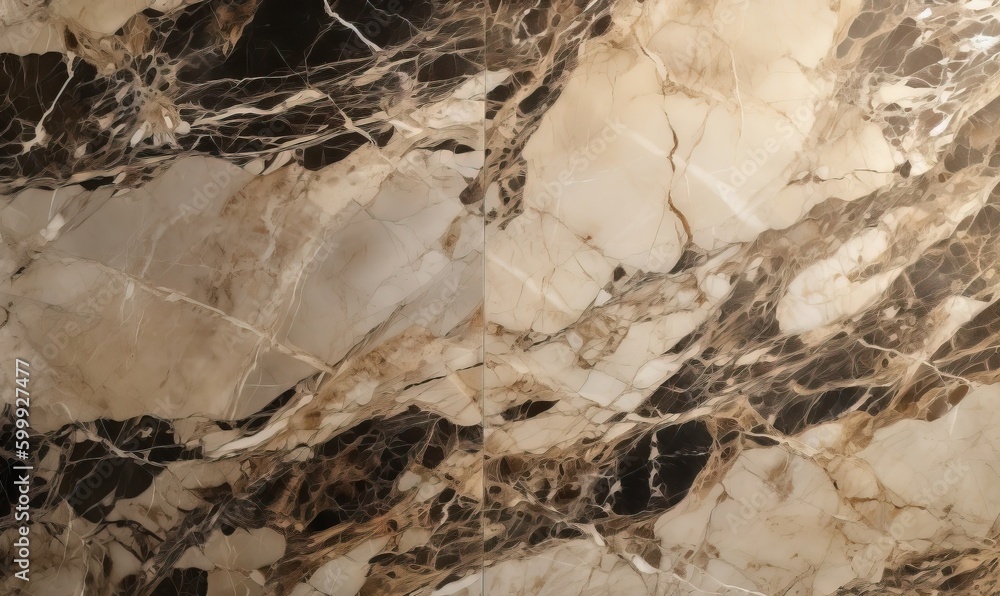 Poster a close up of a marble surface with a black and white pattern. generative ai