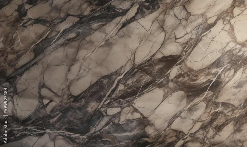 Poster a close up of a marble surface with a black and white pattern. generative ai