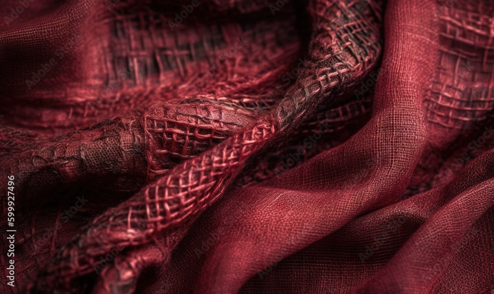 Poster a close up of a red cloth with a pattern on it. generative ai