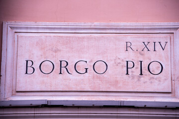 Street Plate of Borgo Pio, Vatican, Rome 