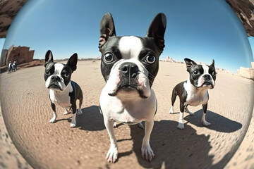 selfie of a group of dogs. Generative AI.