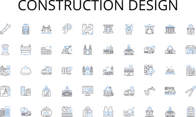 Construction design line icons collection. Invest, Economy, Wealth, Financial, Resources, Growth, Opportunity vector and linear illustration. Funding,Expansion,Market outline signs set