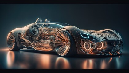 Transparent futuristic car Generative AI