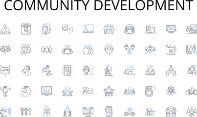 community development line icons collection. Confidence, Determination, Optimism, Gratitude, Resilience, Ambition, Hsty vector and linear illustration. Patience,Humility,Courage outline signs set
