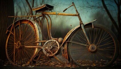 Naklejka na ściany i meble Old rusty bicycle Generative AI