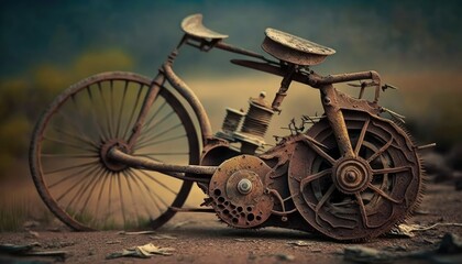 Obraz premium Old rusty bicycle Generative AI