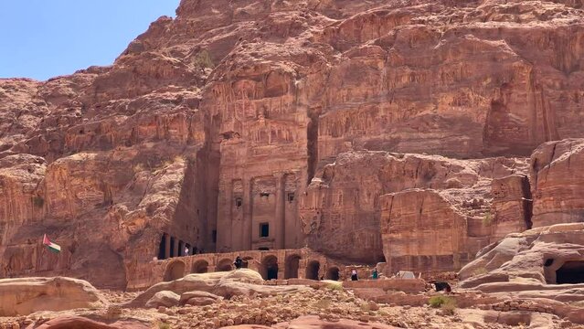 View of Petra in Jordan. UNESCO world heritage historical building