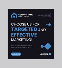 Digital business marketing banner for social media post template, We are digital marketing experts, and We find new ways to market you digitally, Your business needs attention