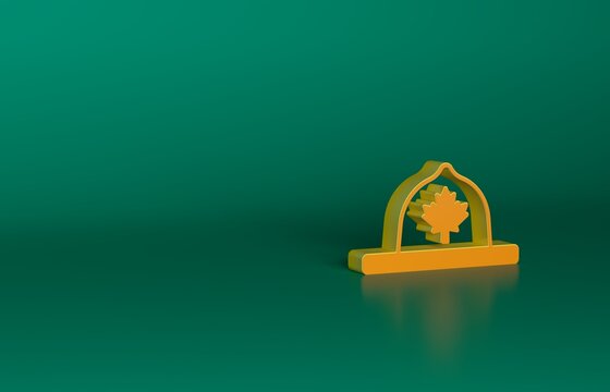 Orange Canadian ranger hat uniform icon isolated on green background. Minimalism concept. 3D render illustration