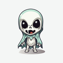 Cartoon zombie big eyes vector illustration