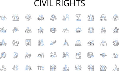 civil rights line icons collection. Assembly, Automation, Machining, Fabrication, Welding, Casting, Molding vector and linear illustration. Stamping,Tooling,Engineering outline signs set