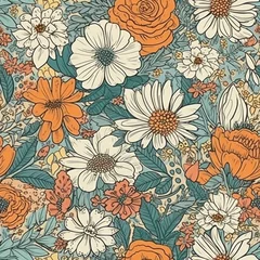 Gardinen Beautiful elegant flower seamless pattern, created with generative AI © MiraCle72