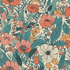Beautiful elegant flower seamless pattern, created with generative AI