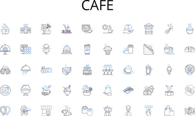 Cafe line icons collection. Prevention, Mitigation, Management, Reduction, Analysis, Diligence, Planning vector and linear illustration. Assessment,Containment,Anticipation outline signs set