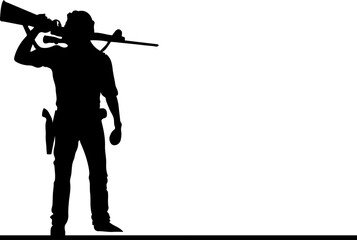 Silhouette vector image of man holding gun: A stylish addition to your design