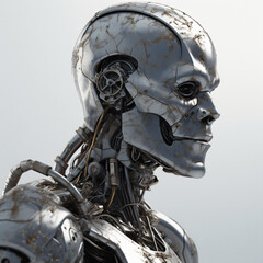 A silver and gold humanoid robot Generative Ai