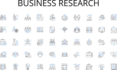 Business research line icons collection. Connectivity, Cloud, Cybersecurity, Blockchain, Digital, E-commerce, Encryption vector and linear illustration. Firewall,Domain,Algorithms outline signs set