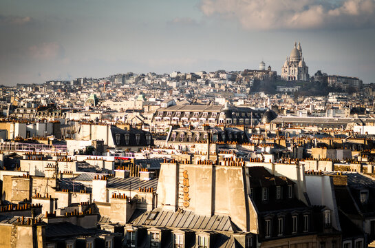 Skyline over Paris with Sacré-Cœur de Montmartre