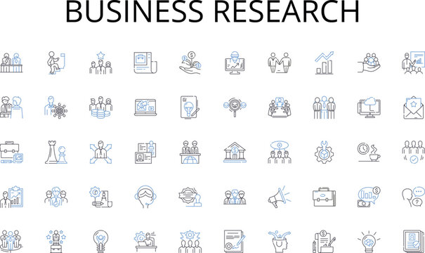 Business research line icons collection. Connectivity, Cloud, Cybersecurity, Blockchain, Digital, E-commerce, Encryption vector and linear illustration. Firewall,Domain,Algorithms outline signs set
