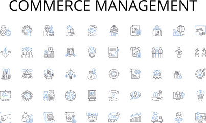 Commerce management line icons collection. Traffic, Mass transit, Bicycle, Carpooling, Congestion, Subway, Ferry vector and linear illustration. Motorbike,Walking,Companionship outline signs set